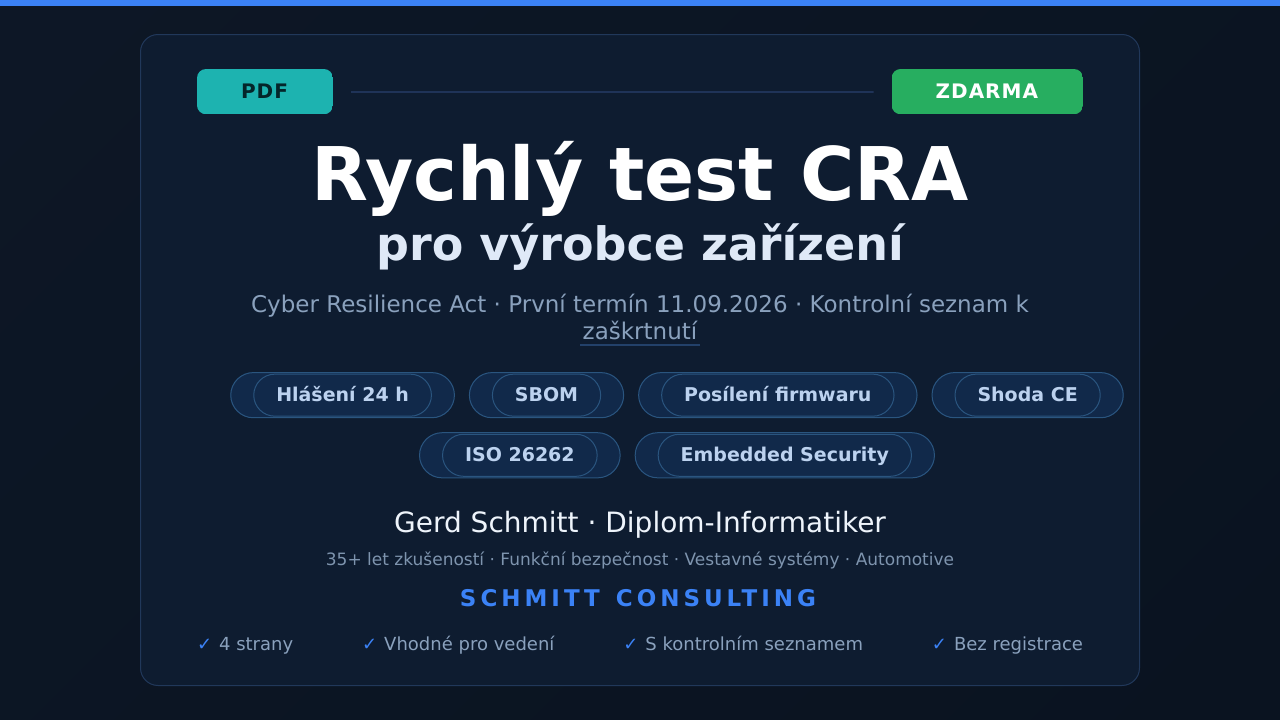 Rychlý test CRA pro výrobce zařízení