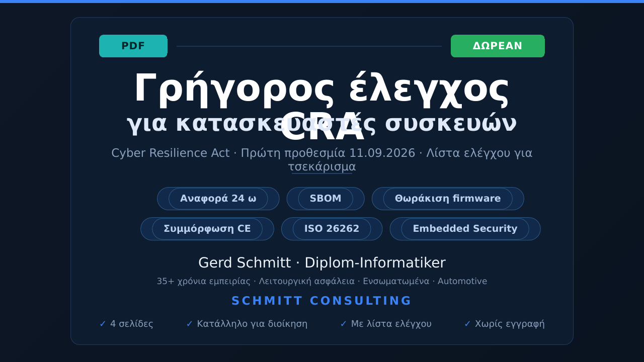 Γρήγορος έλεγχος CRA για κατασκευαστές συσκευών