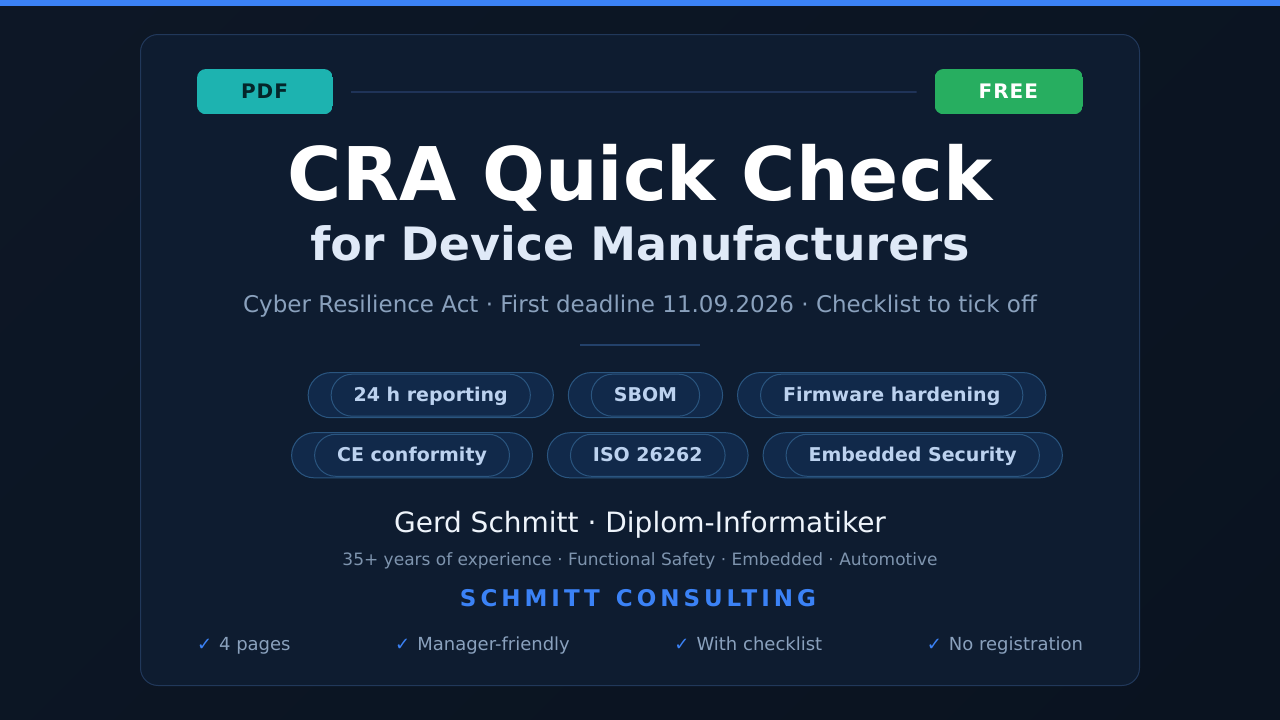CRA Quick Check for Device Manufacturers