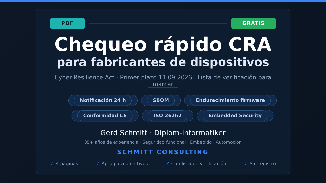 Chequeo rápido CRA para fabricantes de dispositivos