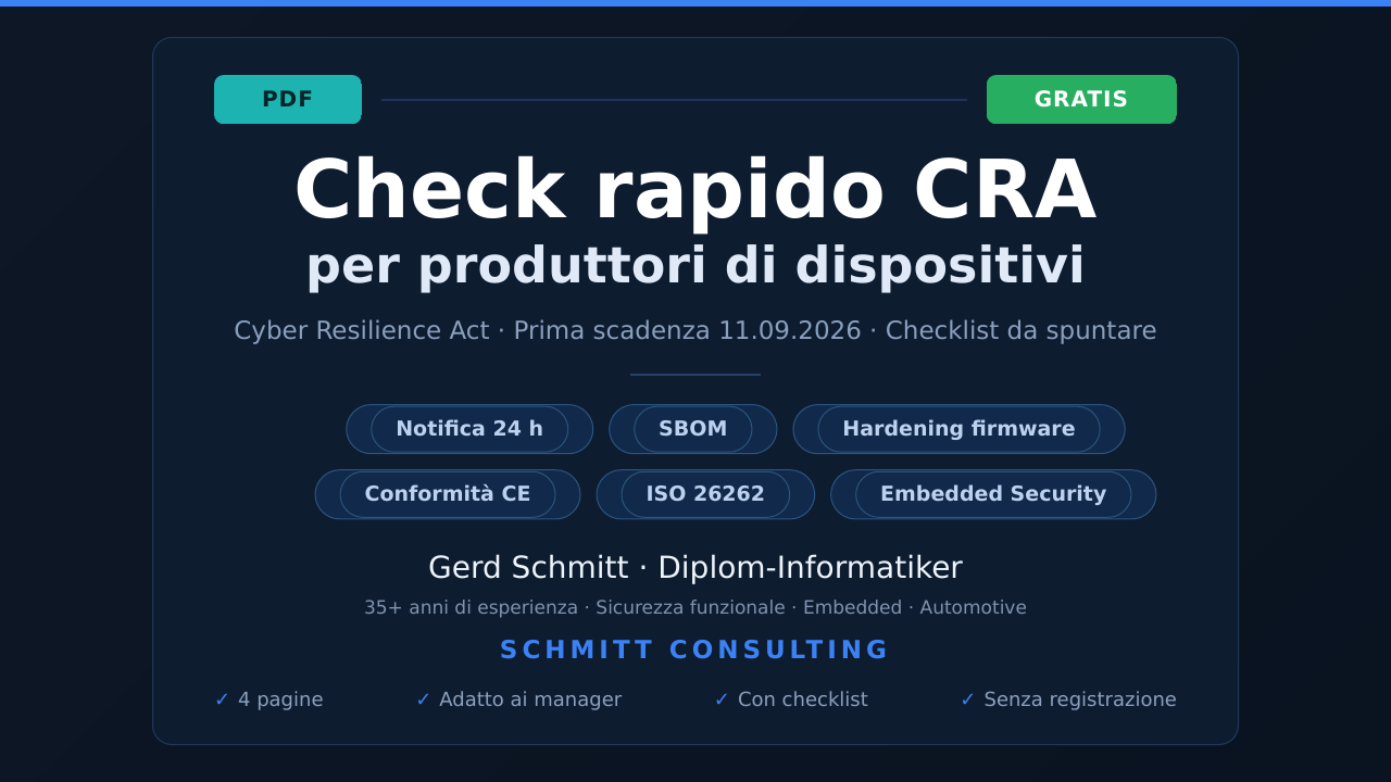 Check rapido CRA per produttori di dispositivi