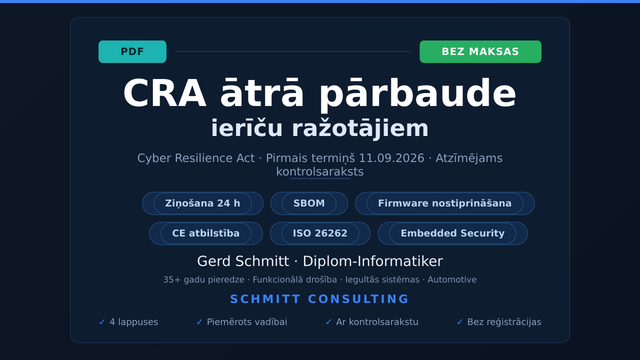 CRA ātrā pārbaude ierīču ražotājiem