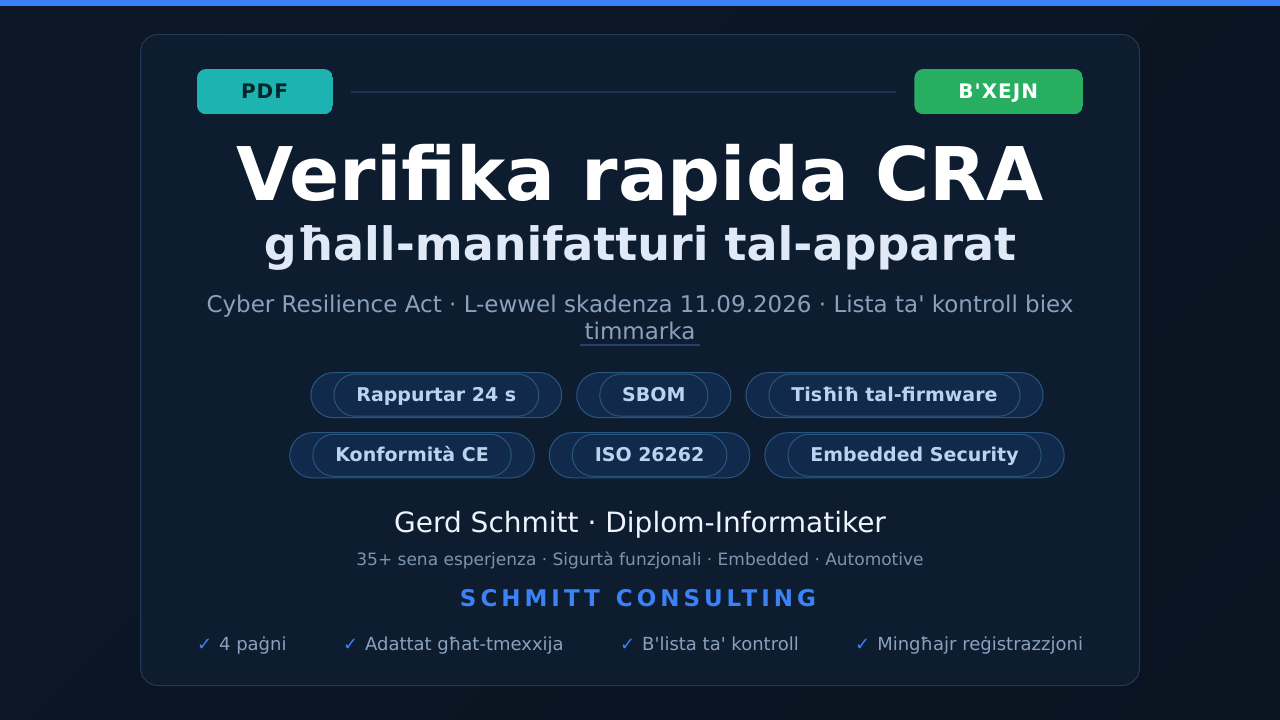 Verifika rapida CRA għall-manifatturi tal-apparat